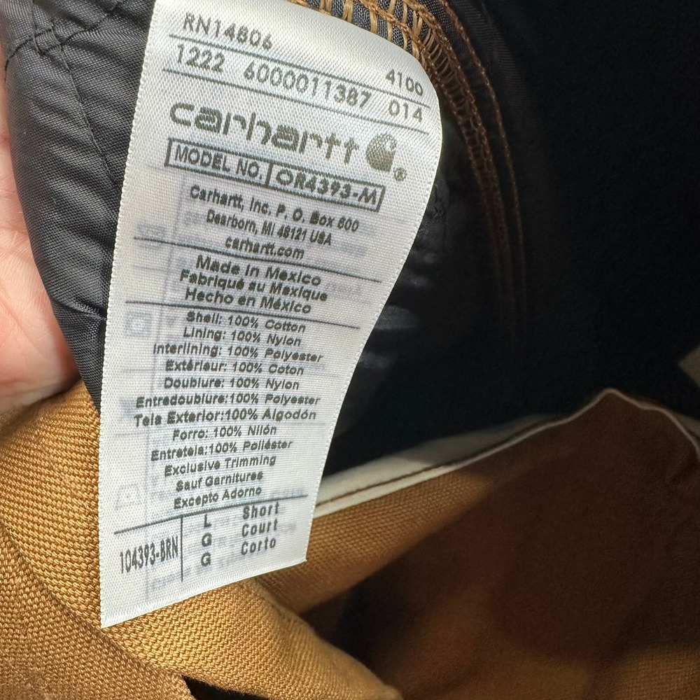 Carhartt Firm Duck Insulated Bib Overalls Loose Fit Workwear L Short OR4393-M - Picture 5 of 10